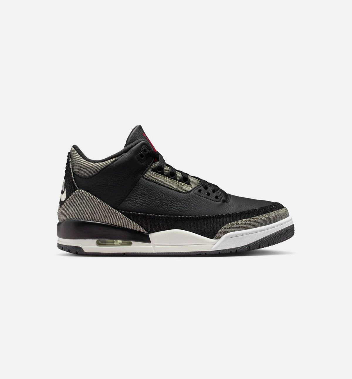 Air Jordan 3 x Levi's Black and White 男款运动鞋 | 牝布/黑/体育红配色