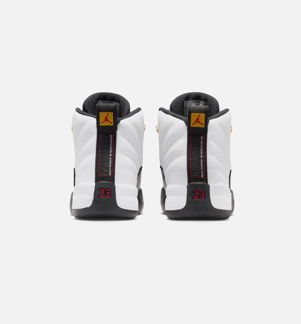 Air Jordan 12 Retro Taxi 学前儿生活方式运动鞋 - 白色黑色歧岁黄
