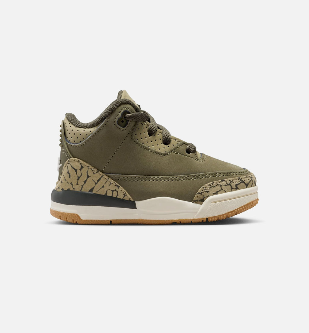 Air Jordan 3 Retro Medium Olive 婴幼儿运动鞋 | 中性橄榄/川续木/帆白配色