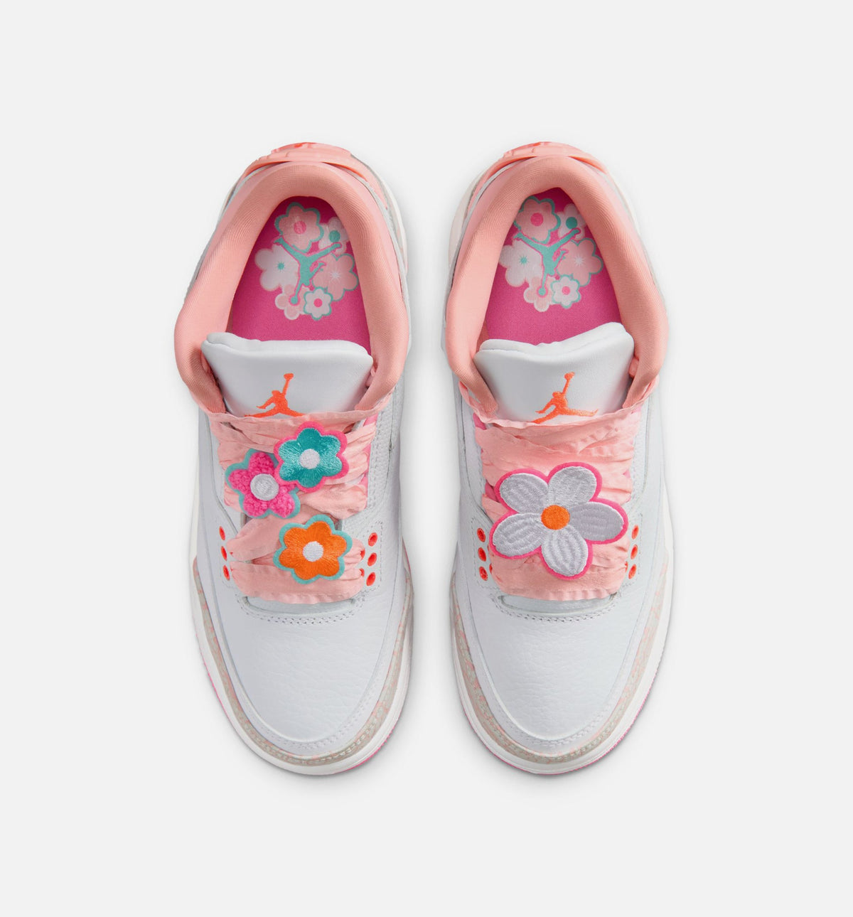 Air Jordan 3 Retro Spring Flowers 大童运动鞋 | 珍珠粉/粉花/粉色/超橙配色