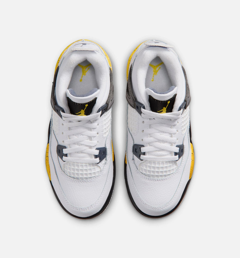Air Jordan 4 Retro Rare Air Tour Yellow 小幼儿运动鞋 | 白/深蓝灰/黑/巡回黄配色