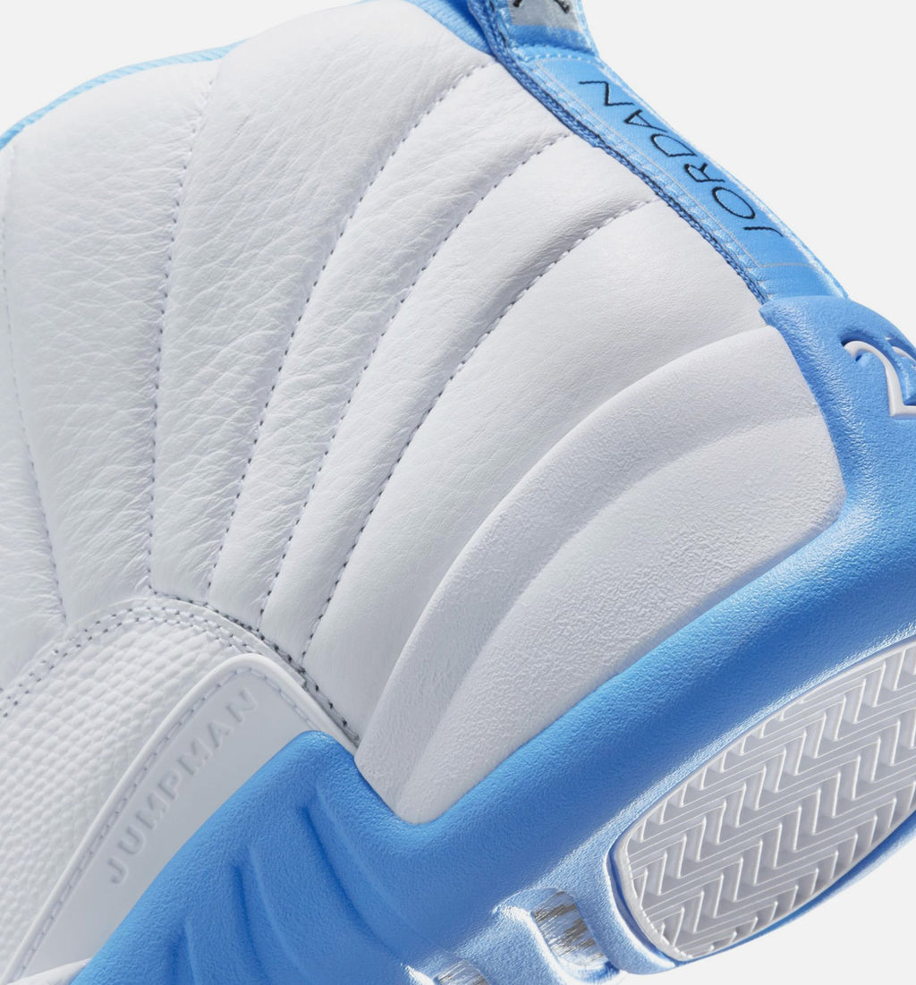 Air Jordan 12 Retro 男款生活方式运动鞋 - 白色大学蓝金属银