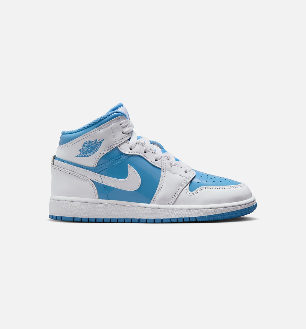 Air Jordan 1 Mid 传奇蓝 Grade School 生活方式运动鞋 - 白色传奇蓝