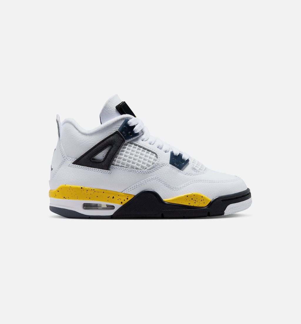 Air Jordan 4 Retro Rare Air Tour Yellow 大童运动鞋 | 白/深蓝灰/黑/巡回黄配色