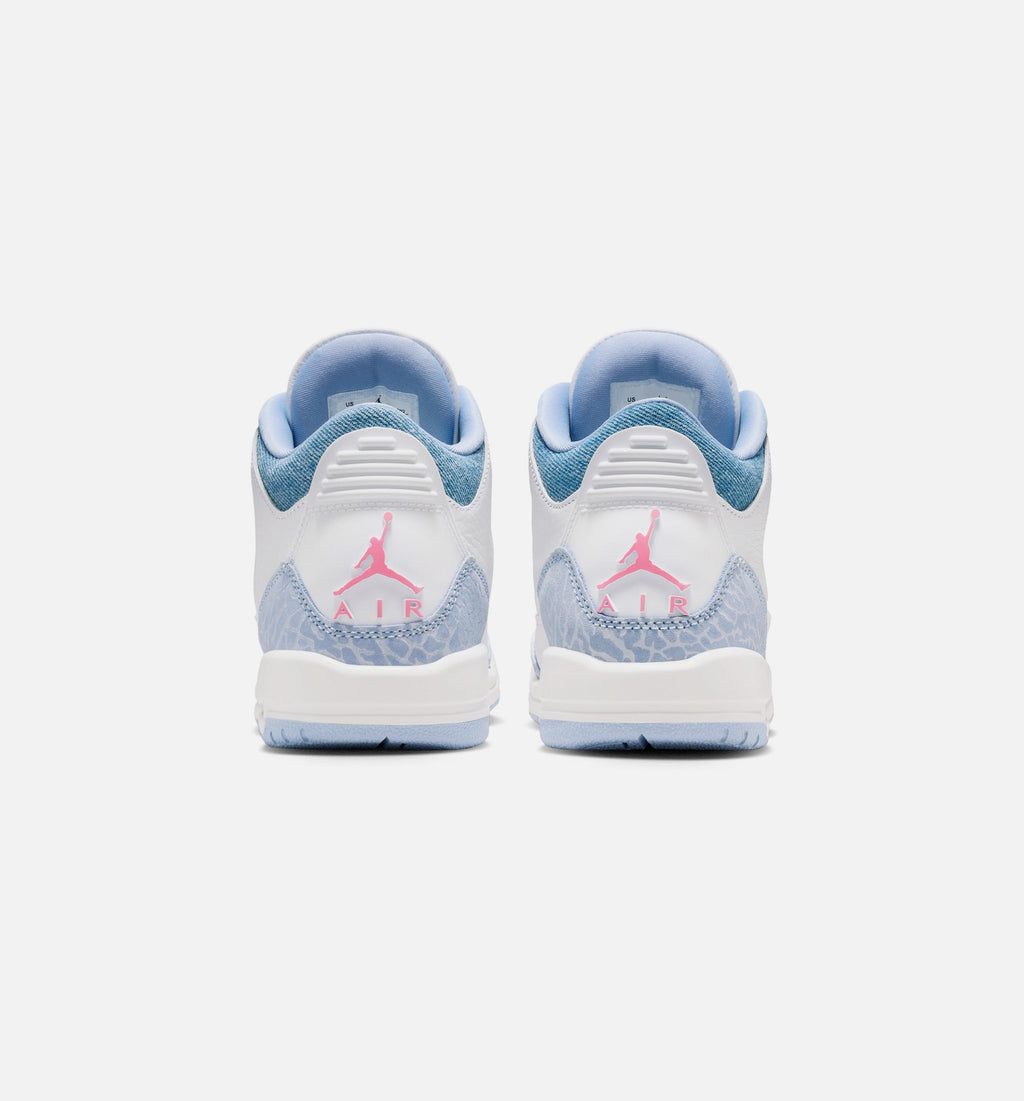 Air Jordan 3 Retro Cobalt Bliss 大童运动鞋 | 白/鲚蓝/足球灰/粉色配色