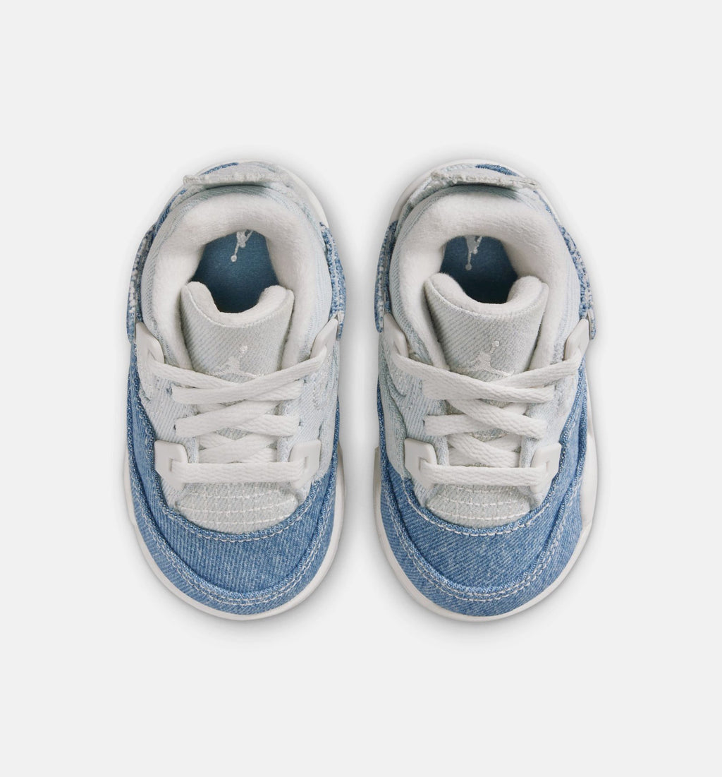Air Jordan 4 Retro Worn Blue 婴幼儿运动鞋 | 帆白/旧蓝/金属金配色