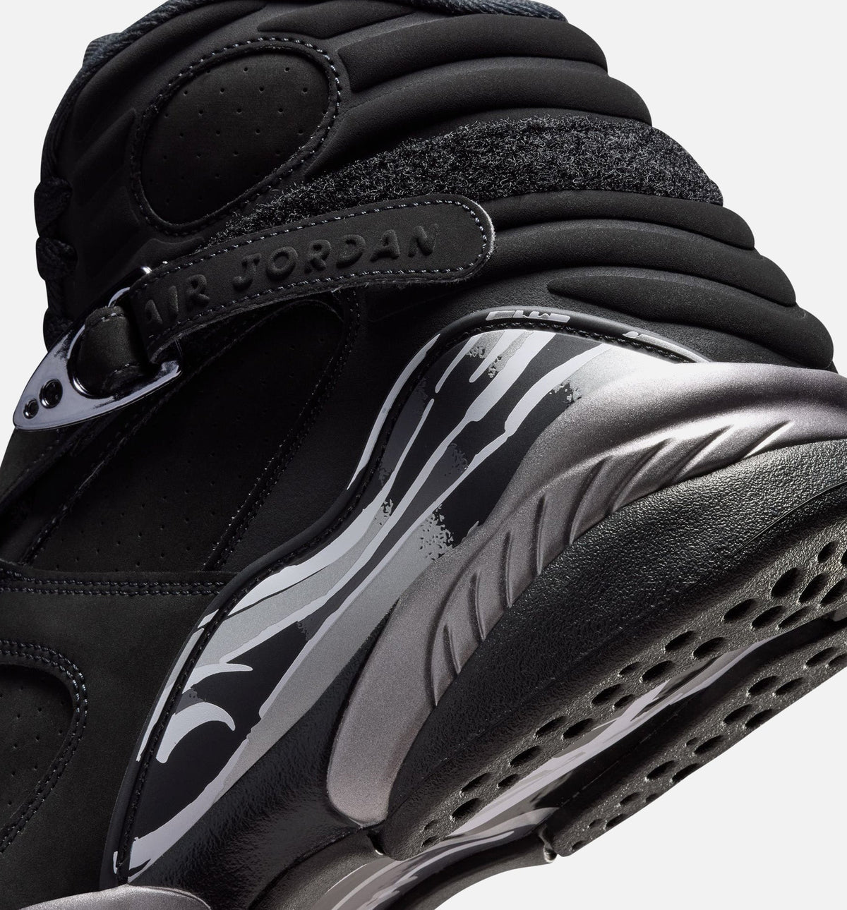 Air Jordan 8 Retro Chrome 男款生活方式运动鞋 - 黑色白色浅石墨灰