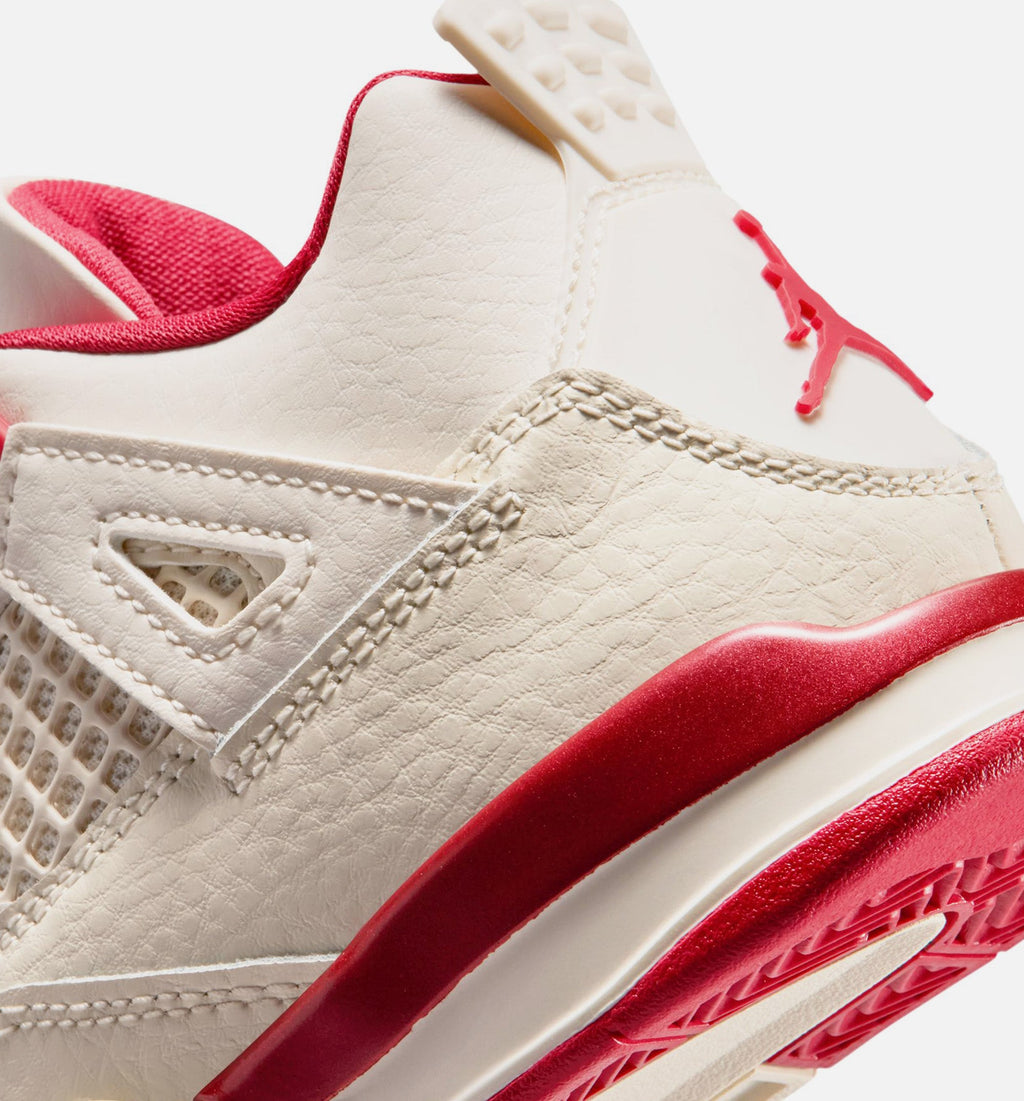 Air Jordan 4 Retro Valentine's Day 小幼儿运动鞋 | 淡象牙/山茨红/深红配色