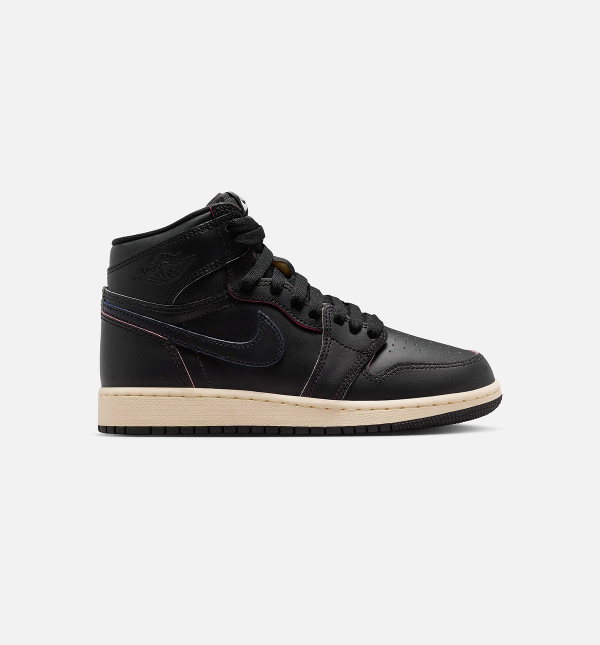 Air Jordan 1 Retro High OG Grade School 生活方式运动鞋 - 黑色筑麇色