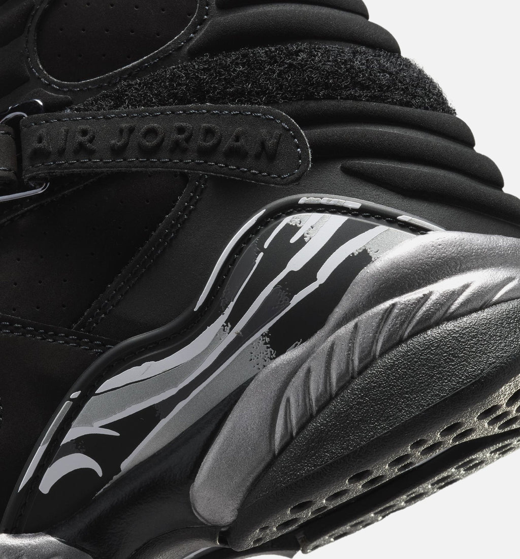 Air Jordan 8 Retro Chrome Grade School 生活方式运动鞋 - 黑色白色浅石墨灰