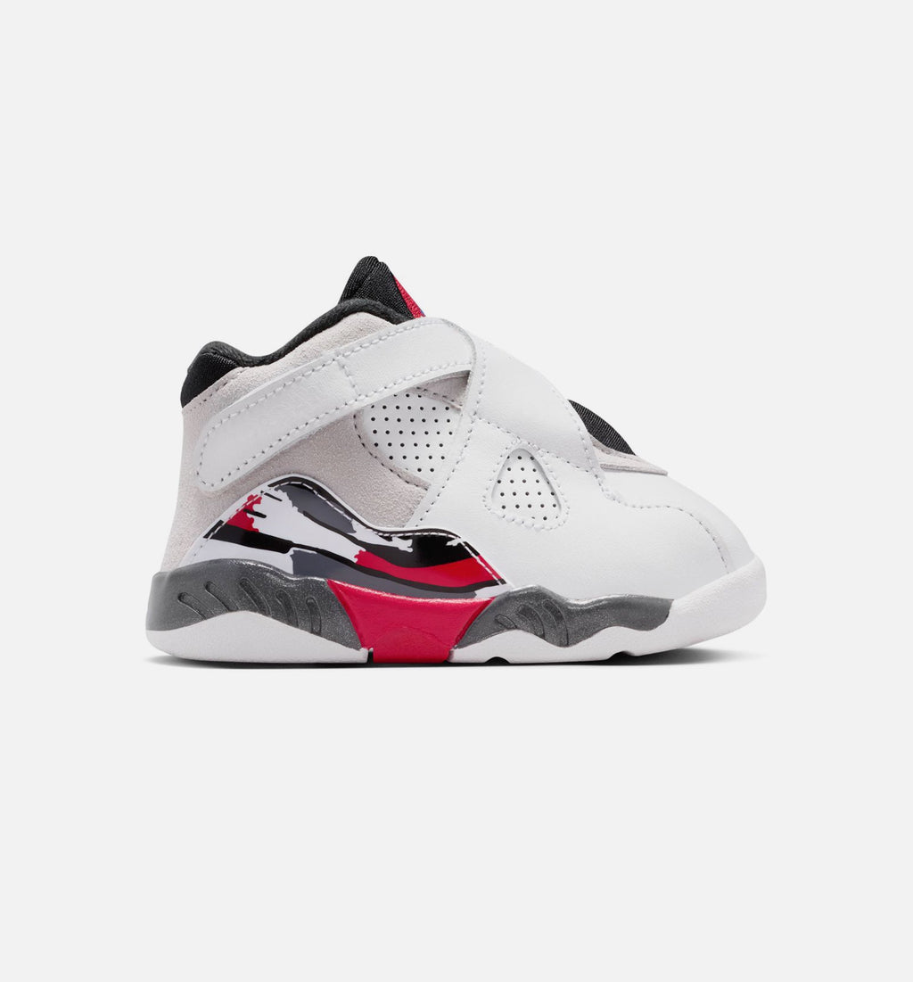 Air Jordan 8 Retro 婴幼儿生活方式运动鞋 - 白色黑色红色