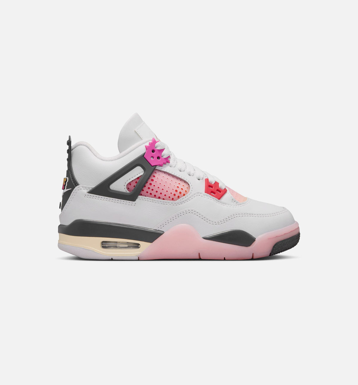 Air Jordan 4 Retro Comic 大童运动鞋 | 白/火粉/烟灰配色