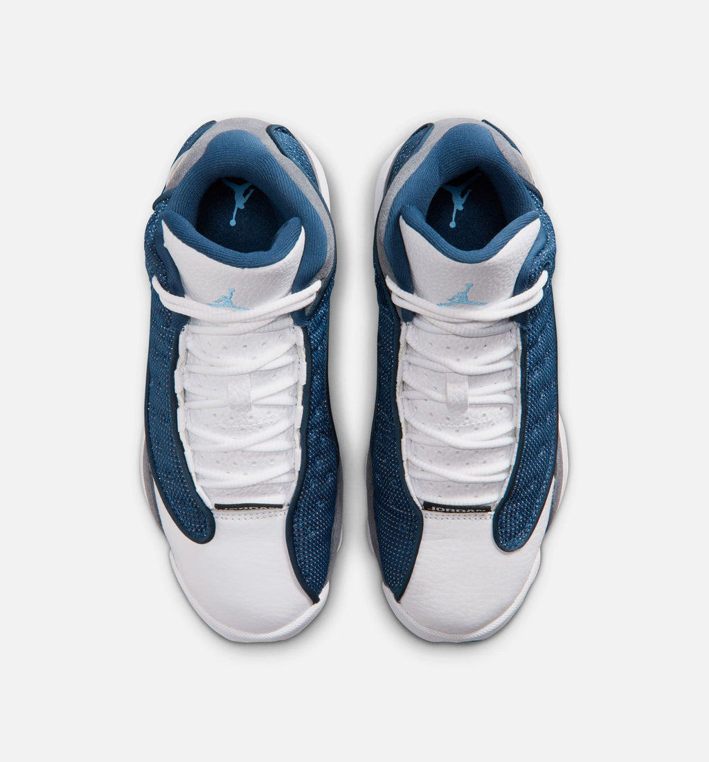 Air Jordan 13 Retro 海军蓝 Grade School 生活方式运动鞋 - 深蓞大学蓝燧石灰白色