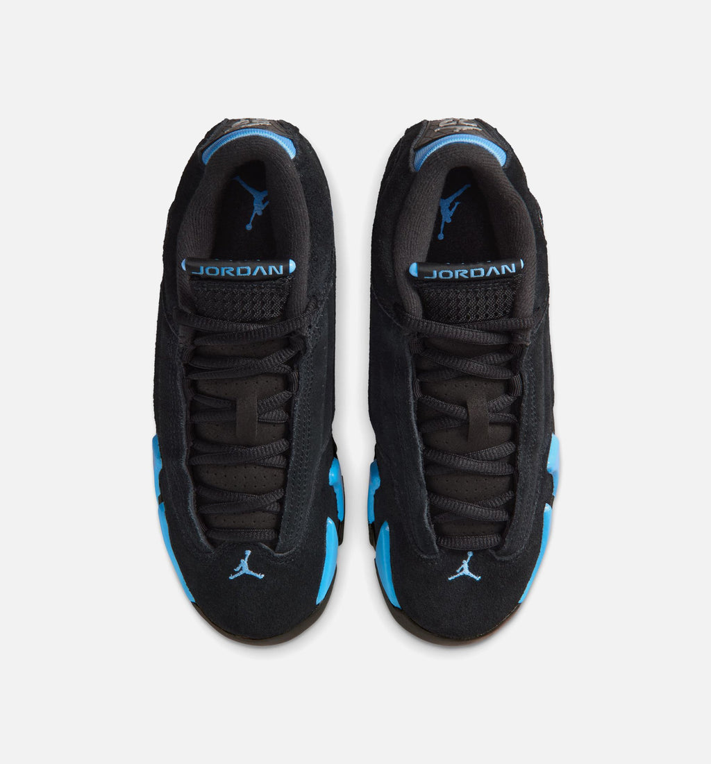 Air Jordan 14 Retro Grade School 生活方式运动鞋 - 黑色白色大学蓝