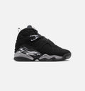 Air Jordan 8 Retro Chrome Grade School 生活方式运动鞋 - 黑色白色浅石墨灰