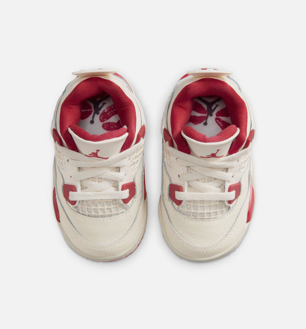 Air Jordan 4 Retro Valentine's Day 婴幼儿运动鞋 | 淡象牙/山茨红/深红配色