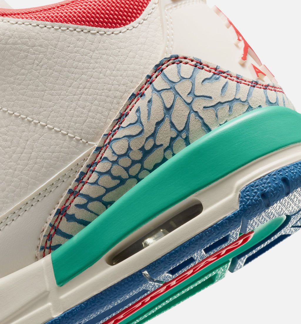 Air Jordan 3 Retro Play Your Way 大童运动鞋 | 粉白/轨道红/真蓝/动感绿配色