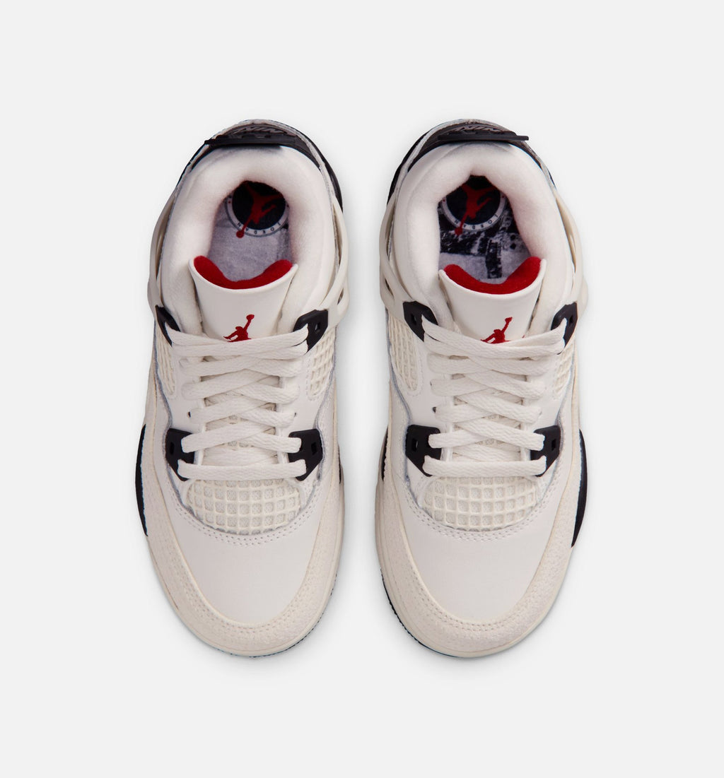 Air Jordan 4 Retro Flight Club 小幼儿运动鞋 | 帆白/黑/大学红配色