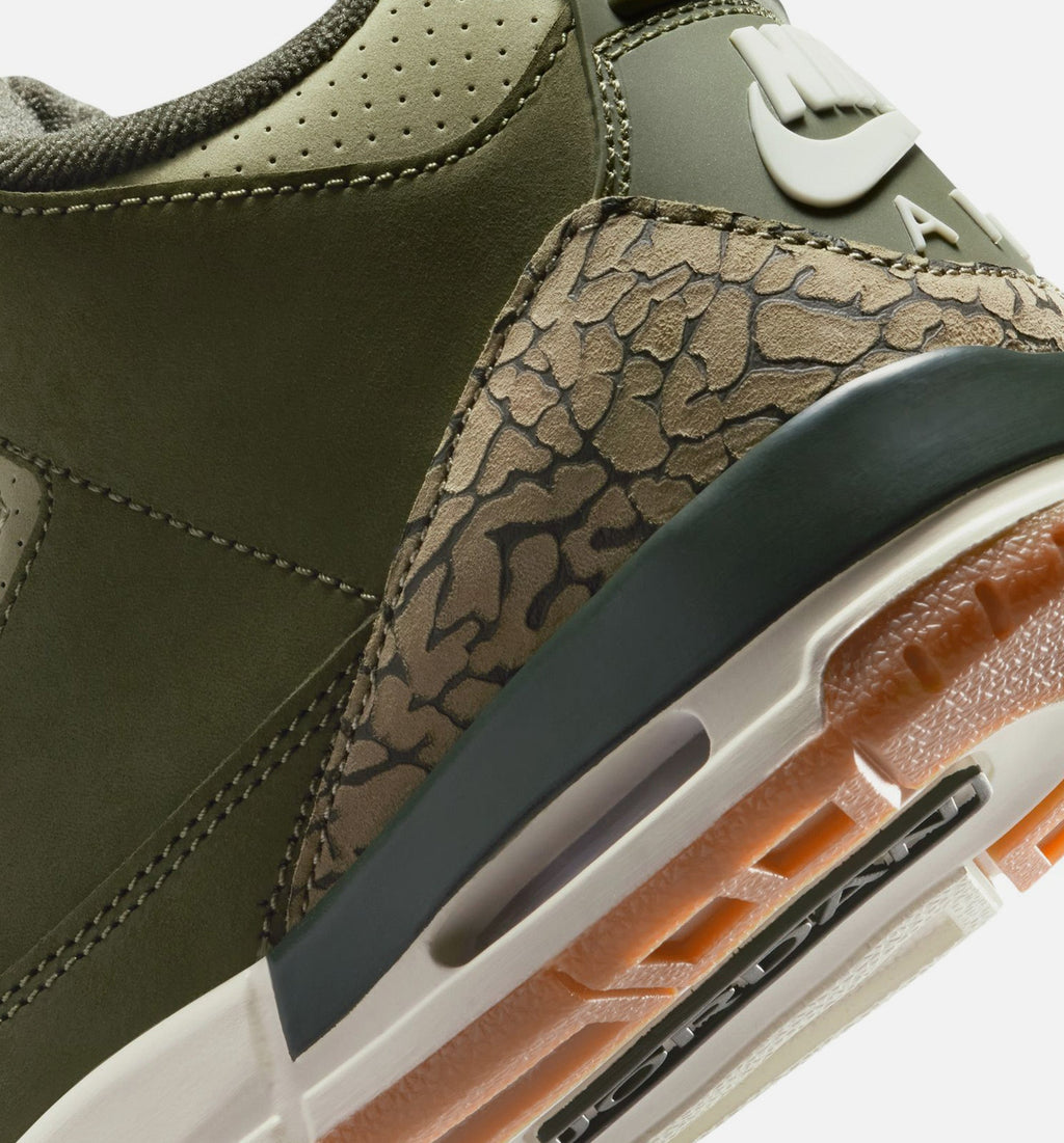 Air Jordan 3 Retro Medium Olive 大童运动鞋 | 中性橄榄/川续木/帆白配色