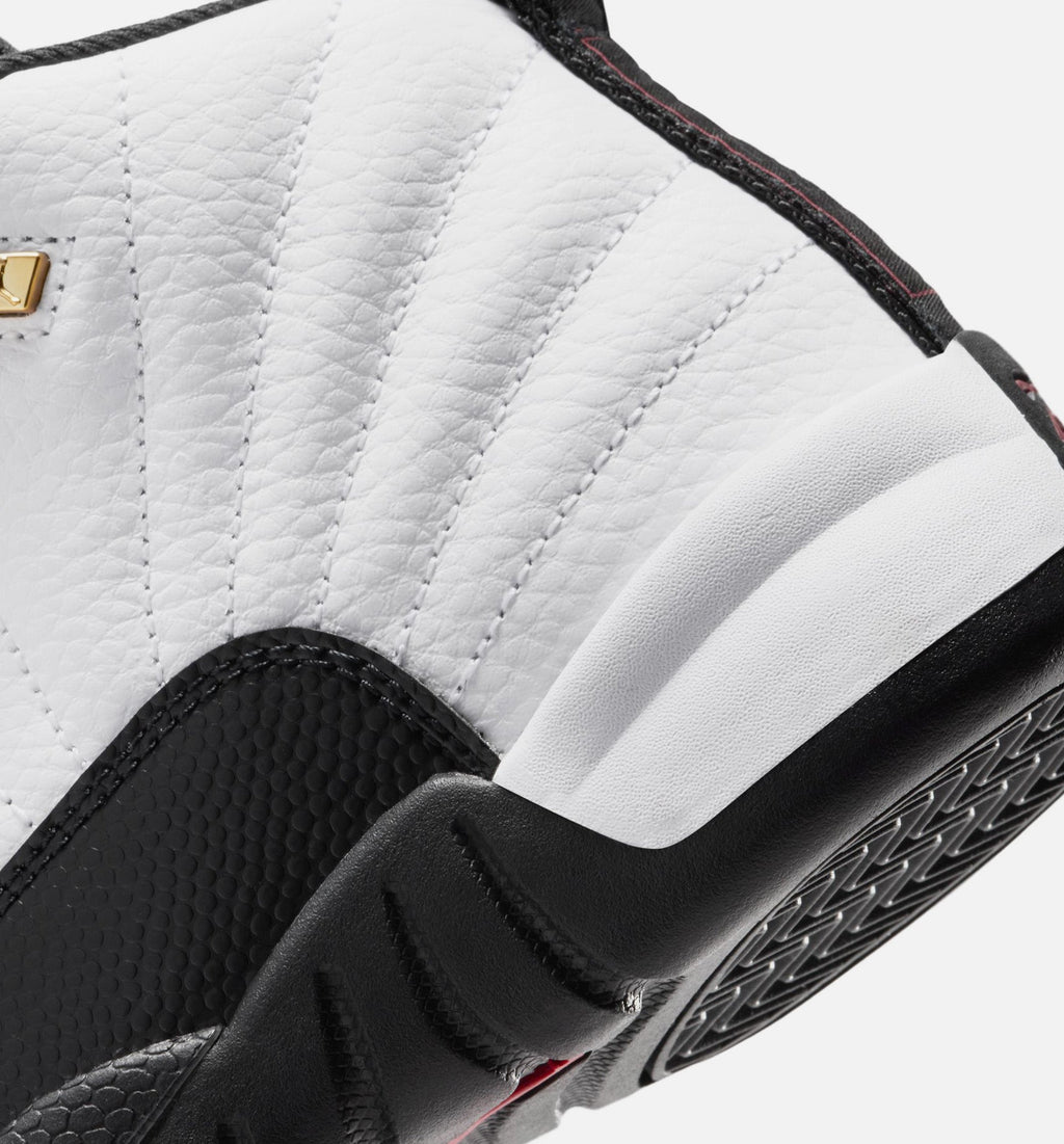 Air Jordan 12 Retro Taxi 学前儿生活方式运动鞋 - 白色黑色歧岁黄