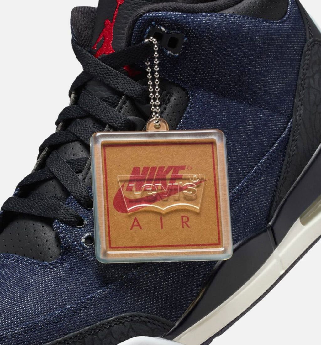 Air Jordan 3 x Levi's Indigo and Gym Red 男款运动鞋 | 牝布/黑/帆白配色