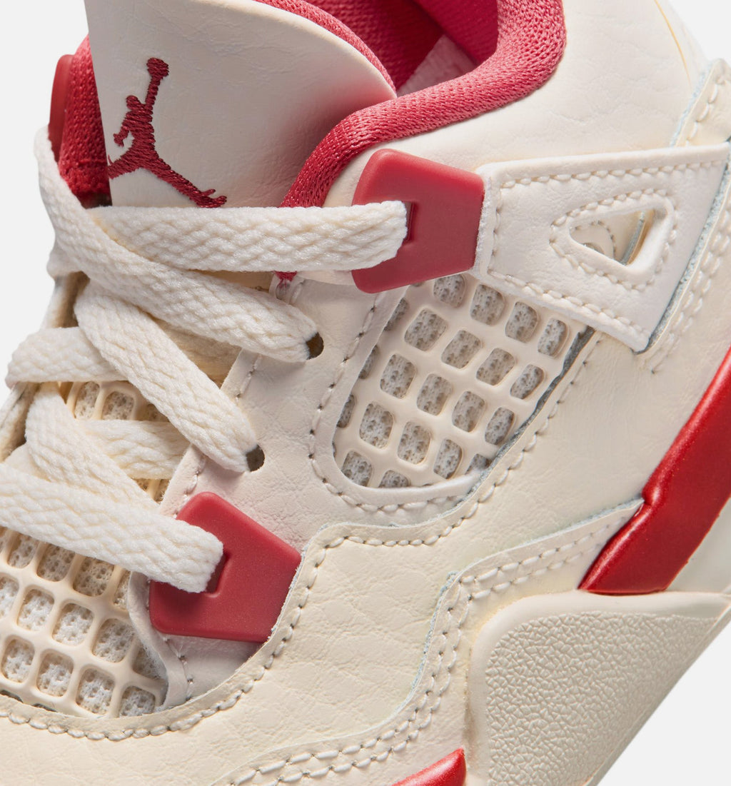 Air Jordan 4 Retro Valentine's Day 婴幼儿运动鞋 | 淡象牙/山茨红/深红配色