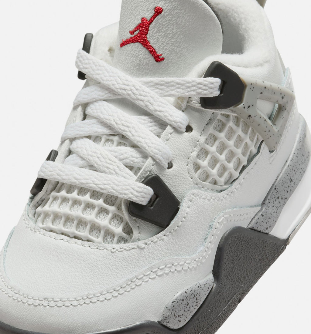 Air Jordan 4 Retro White Cement 婴幼儿运动鞋 | 白/火红/水泥灰/黑配色