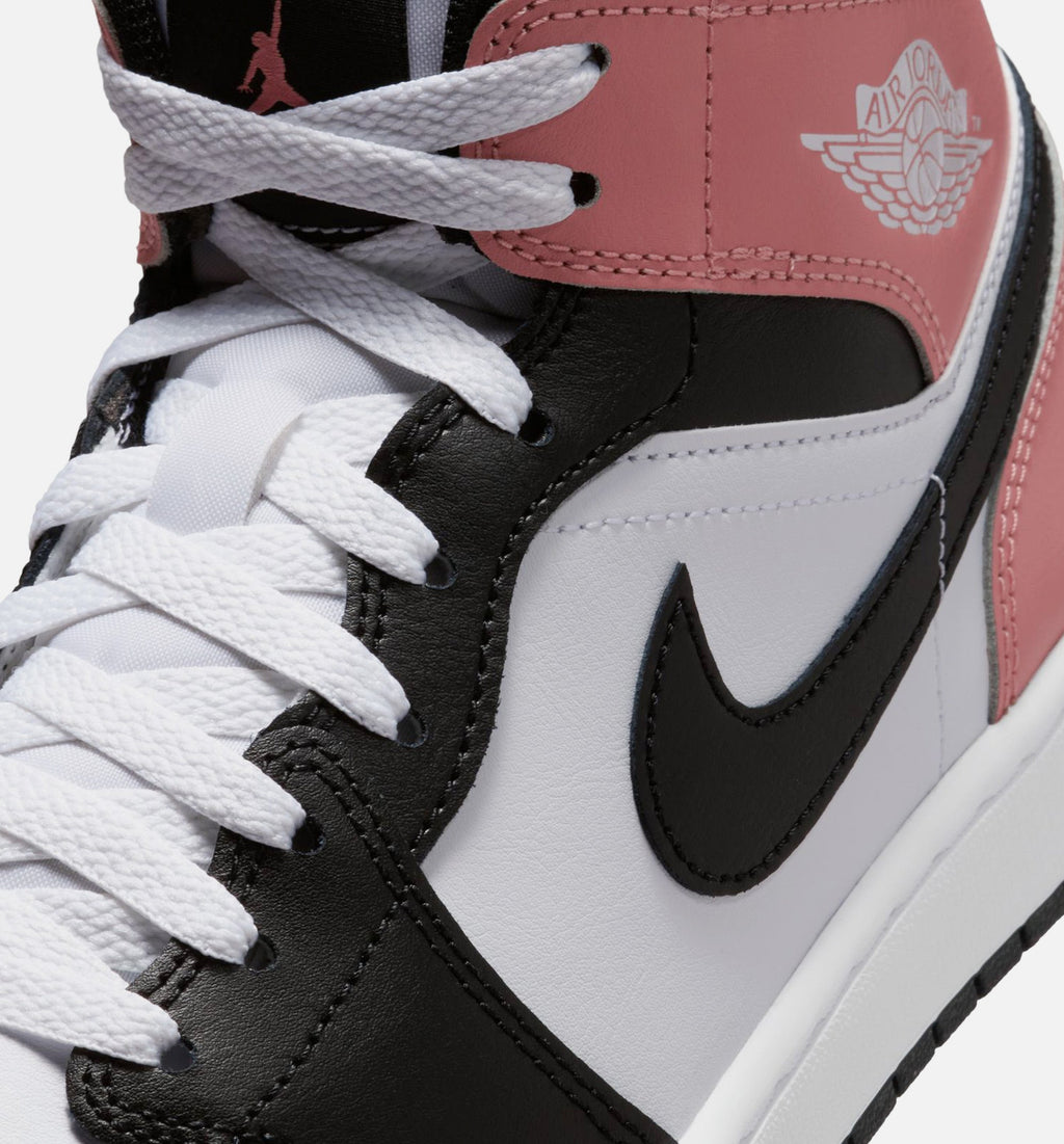 Air Jordan 1 Mid 男款生活方式运动鞋 - 白色锈粉色黑色