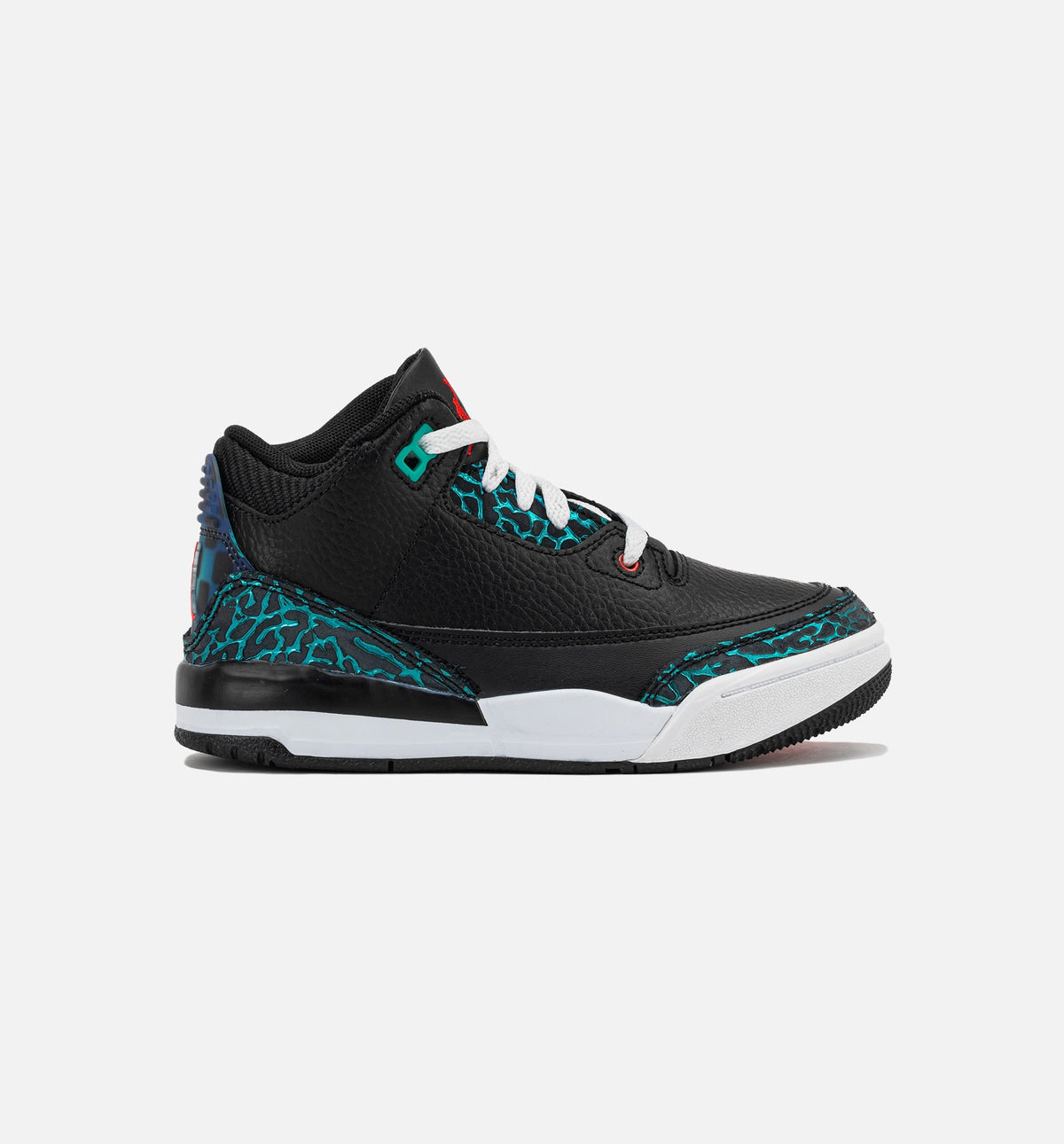 Air Jordan 3 Retro Black and Hyper Jade 小幼儿运动鞋 | 黑/鸣红/超级翡翠/白配色