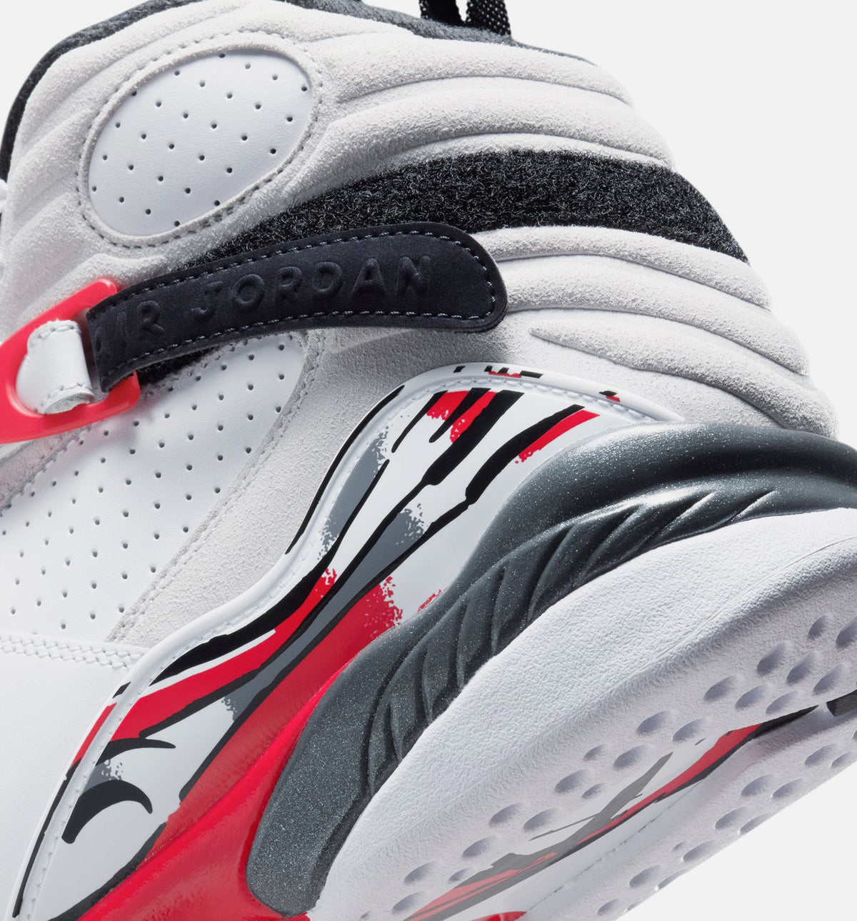 Air Jordan 8 Retro 男款生活方式运动鞋 - 白色黑色真红