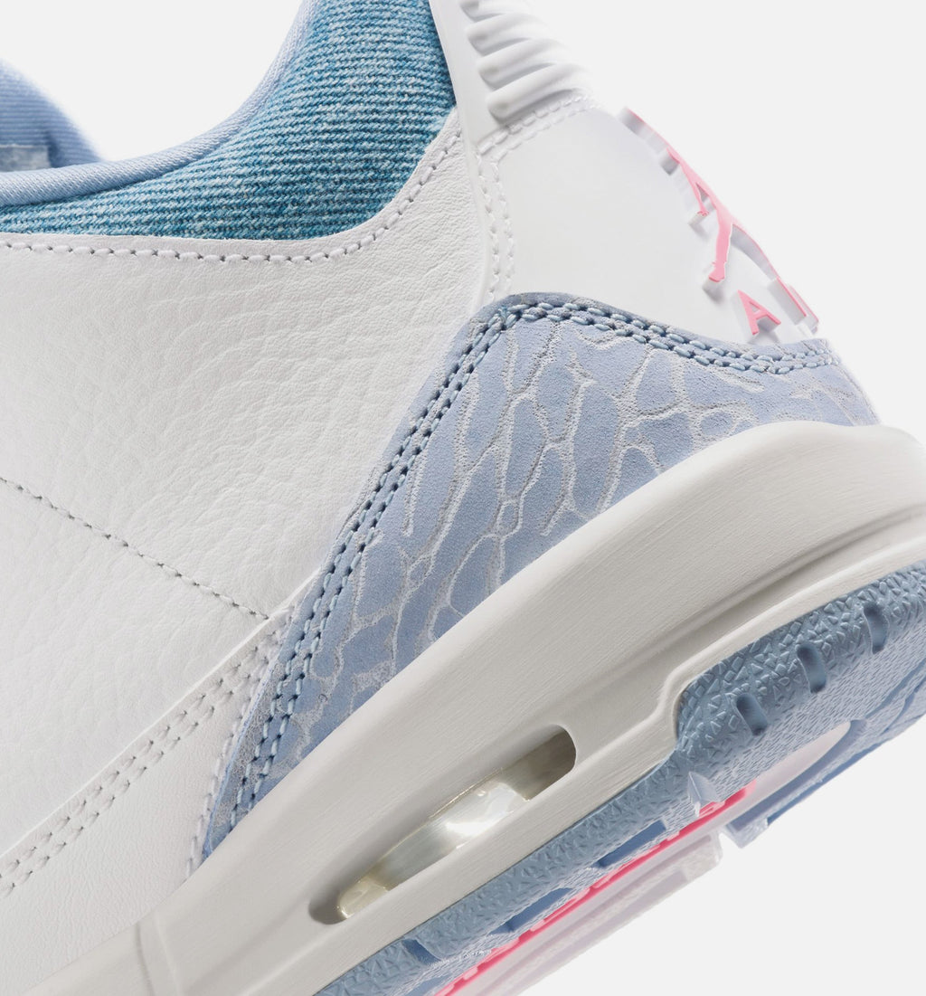 Air Jordan 3 Retro Cobalt Bliss 大童运动鞋 | 白/鲚蓝/足球灰/粉色配色