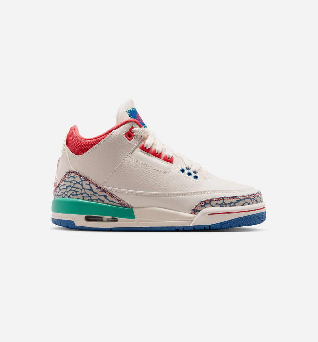 Air Jordan 3 Retro Play Your Way 大童运动鞋 | 粉白/轨道红/真蓝/动感绿配色