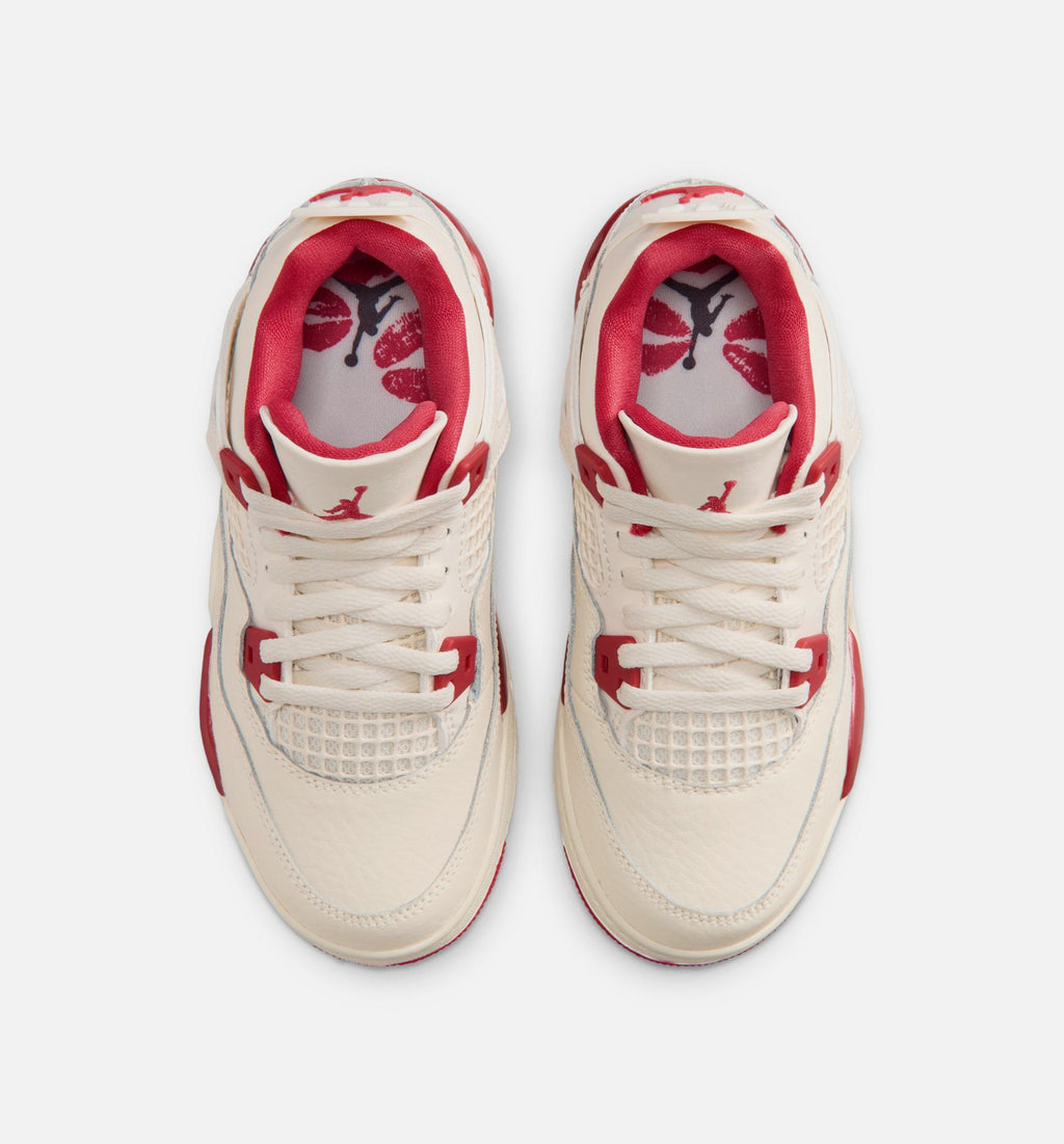 Air Jordan 4 Retro Valentine's Day 小幼儿运动鞋 | 淡象牙/山茨红/深红配色