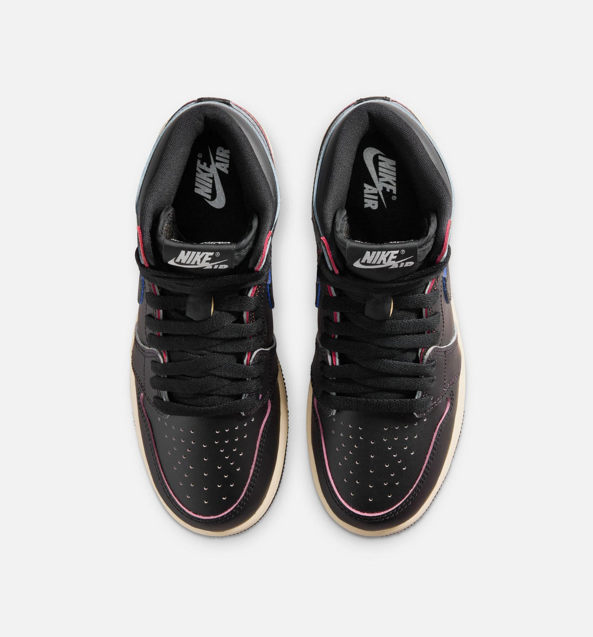Air Jordan 1 Retro High OG Grade School 生活方式运动鞋 - 黑色筑麇色