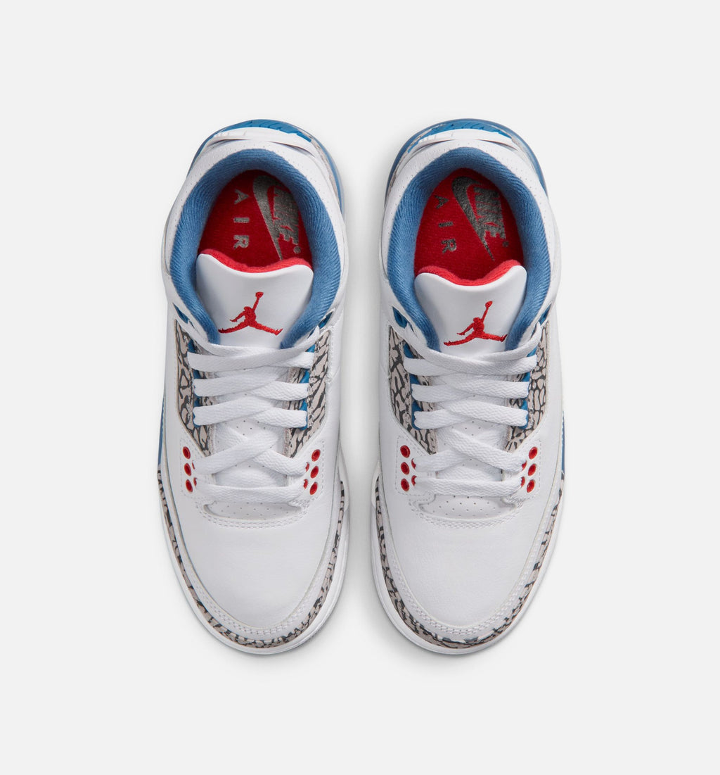 Air Jordan 3 Retro OG True Blue 大童运动鞋 | 白/火红/真蓝配色