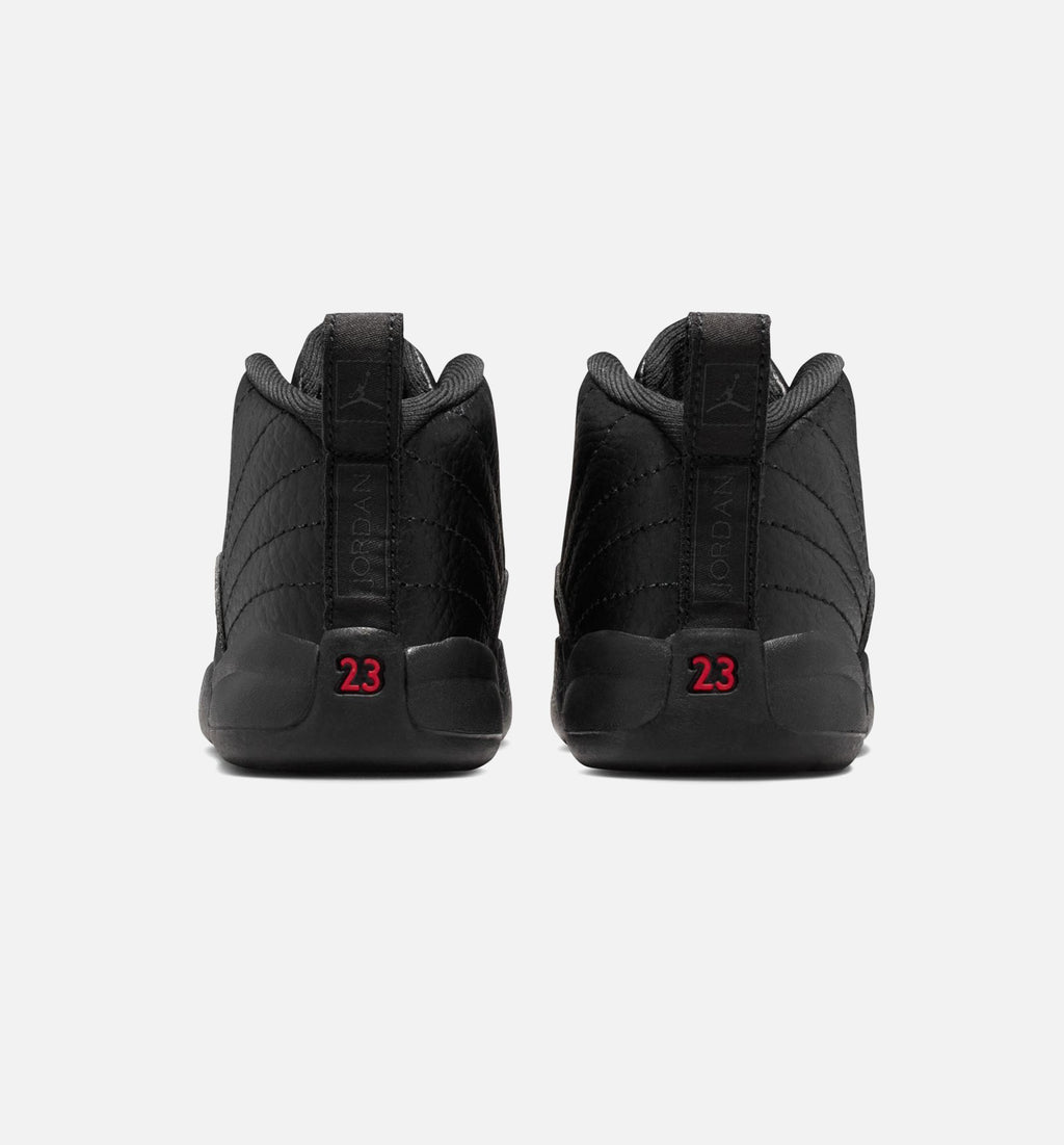 Air Jordan 12 Retro Bloodline 婴幼儿生活方式运动鞋 - 黑色大学红
