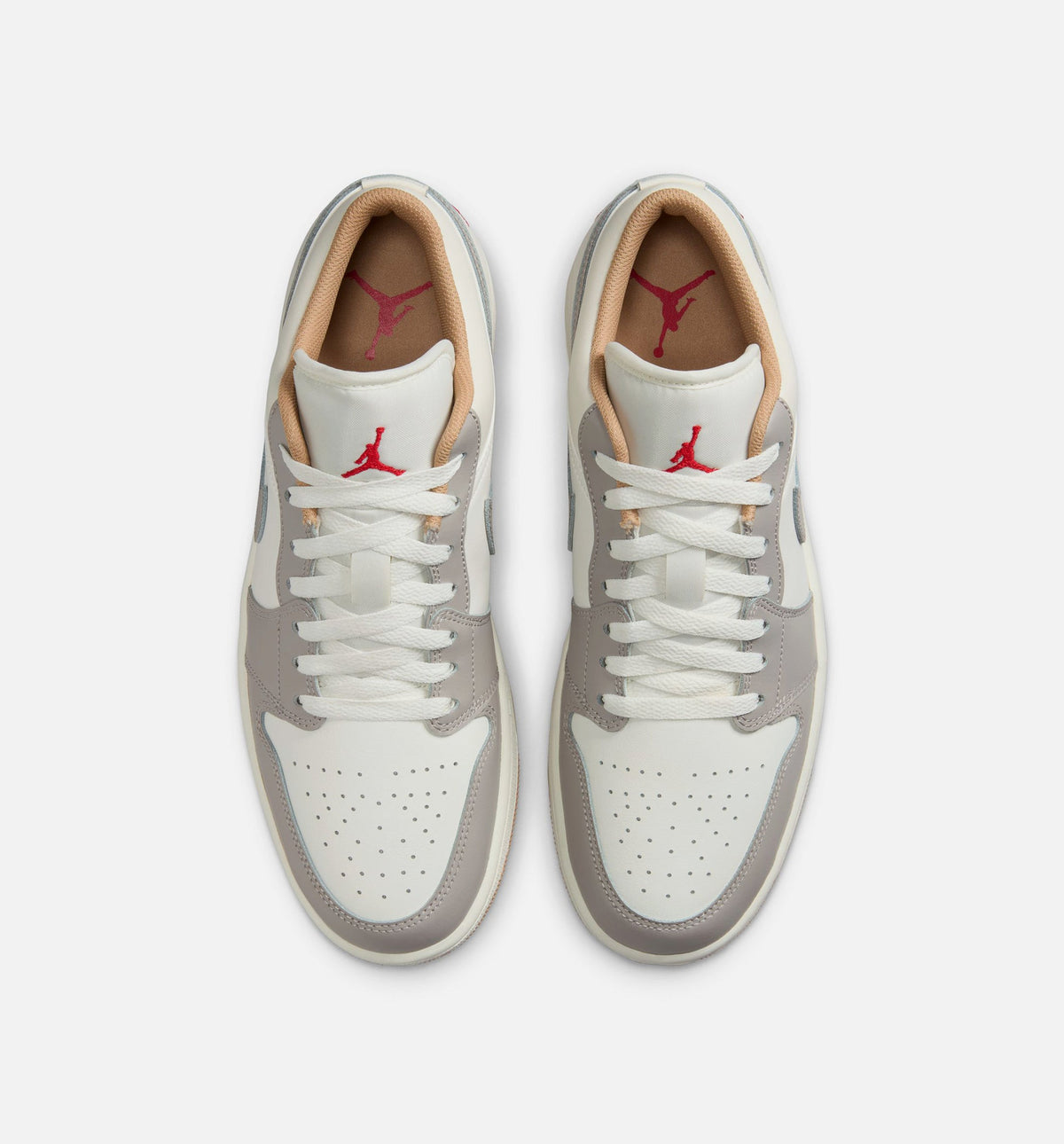 Air Jordan 1 Low 男款生活方式运动鞋 - 帆布白火红拼色