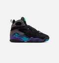 Air Jordan 8 Retro Aqua Grade School 生活方式运动鞋 - 黑色亮色紫多色拼接