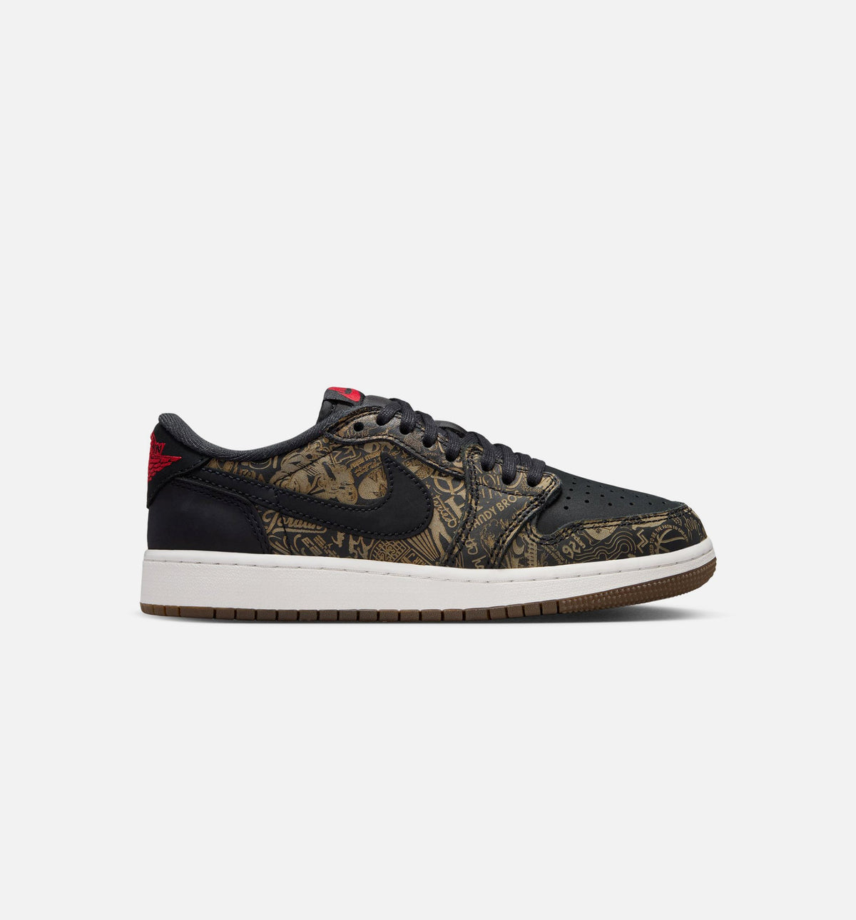 Air Jordan 1 Retro Low OG Laser Black And Varsity Red 大童低帮运动鞋 | 黑/全成红/白配色