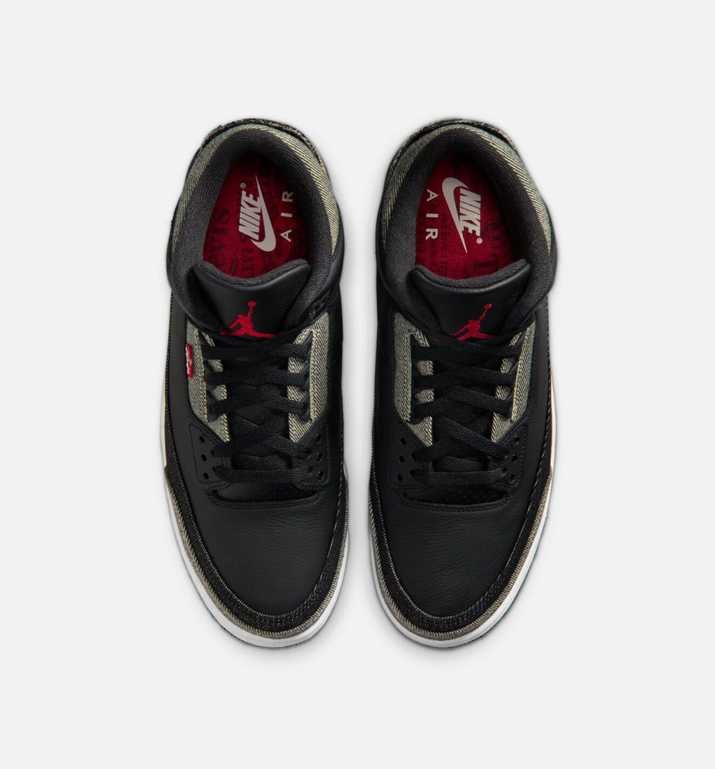 Air Jordan 3 x Levi's Black and White 男款运动鞋 | 牝布/黑/体育红配色