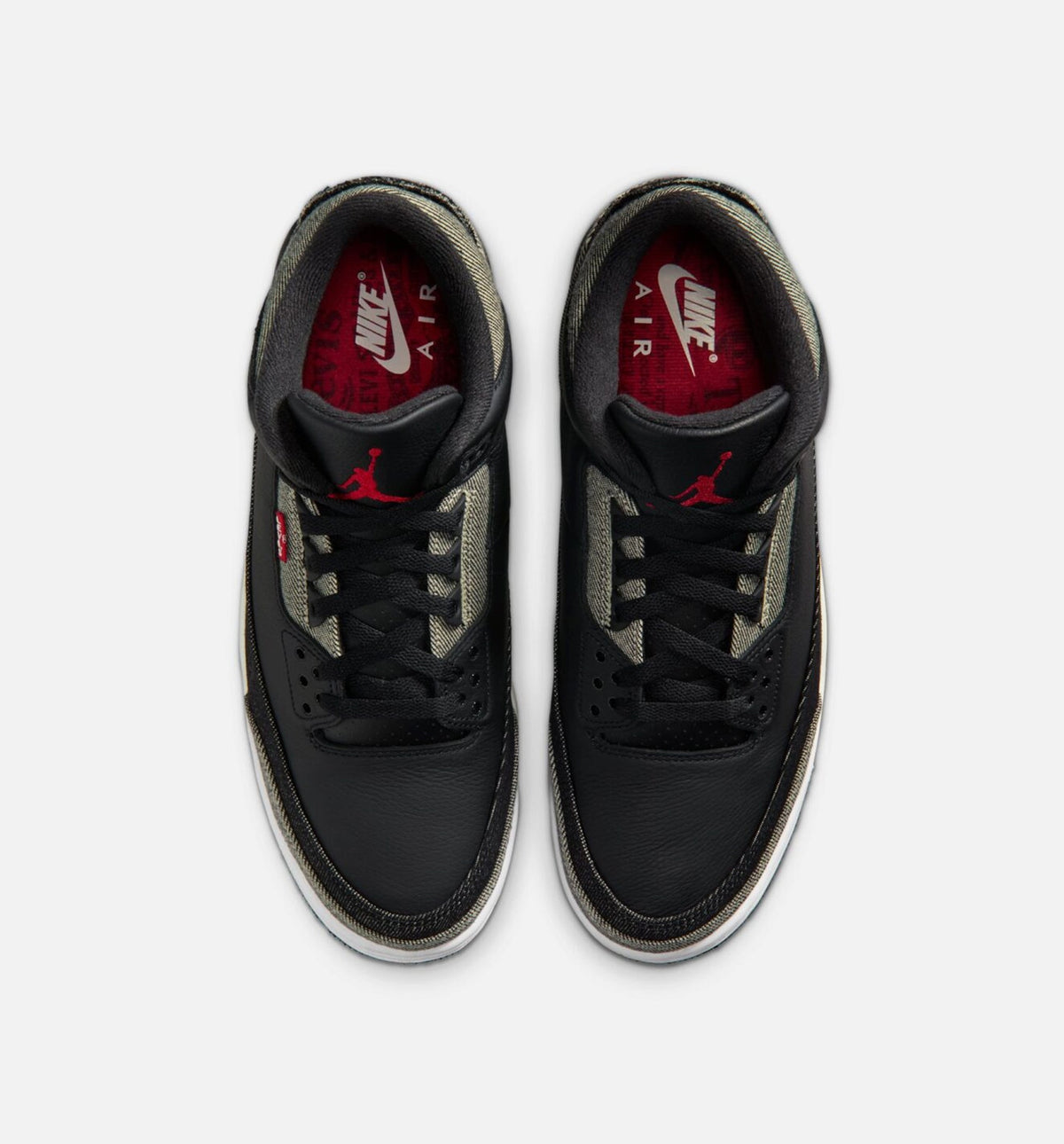 Air Jordan 3 x Levi's Black and White 男款运动鞋 | 牝布/黑/体育红配色