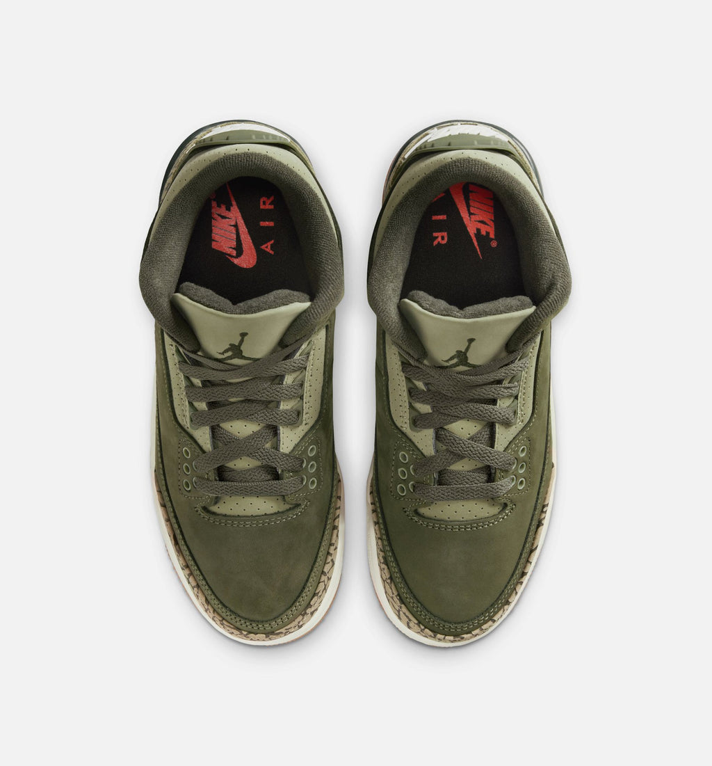 Air Jordan 3 Retro Medium Olive 大童运动鞋 | 中性橄榄/川续木/帆白配色