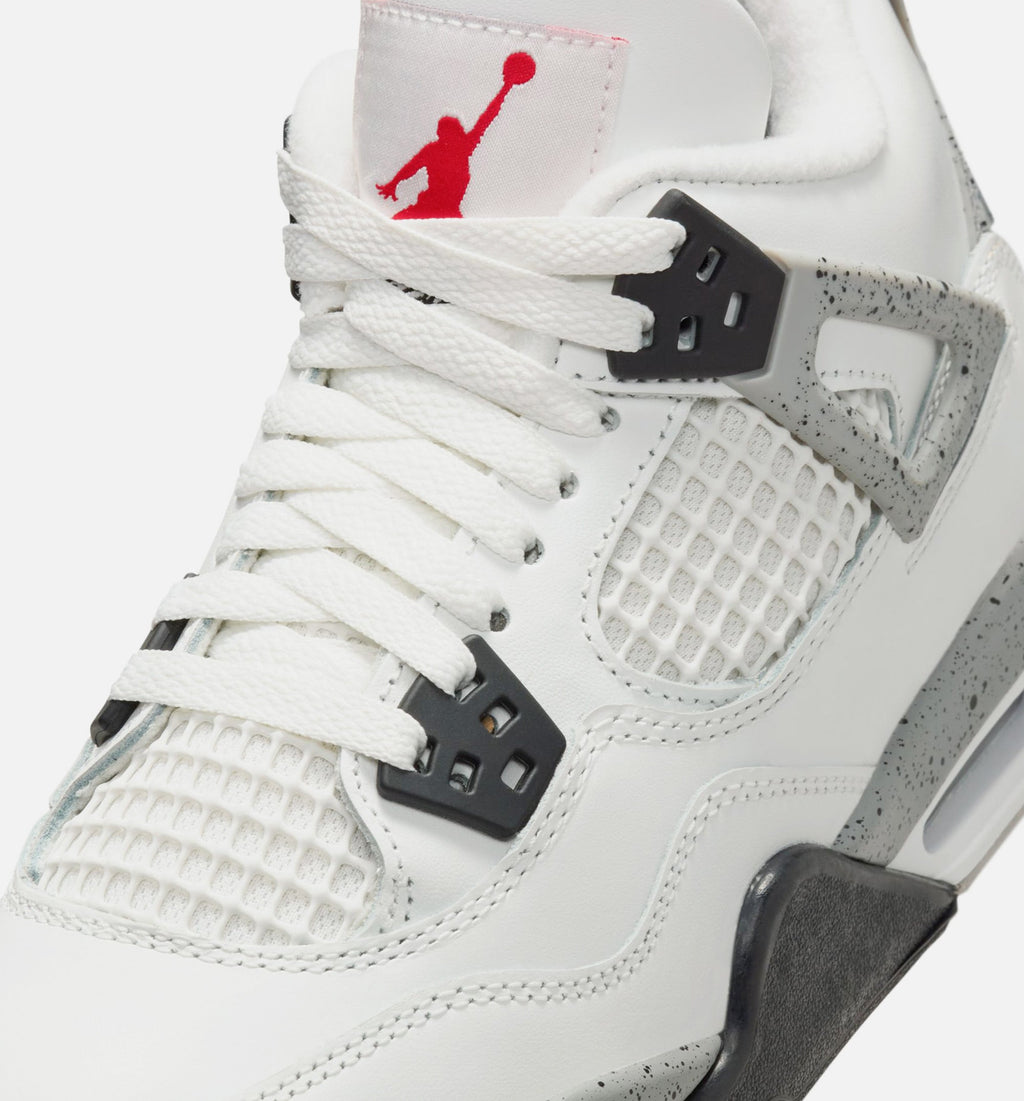 Air Jordan 4 Retro White Cement 大童运动鞋 | 白/火红/水泥灰/黑配色