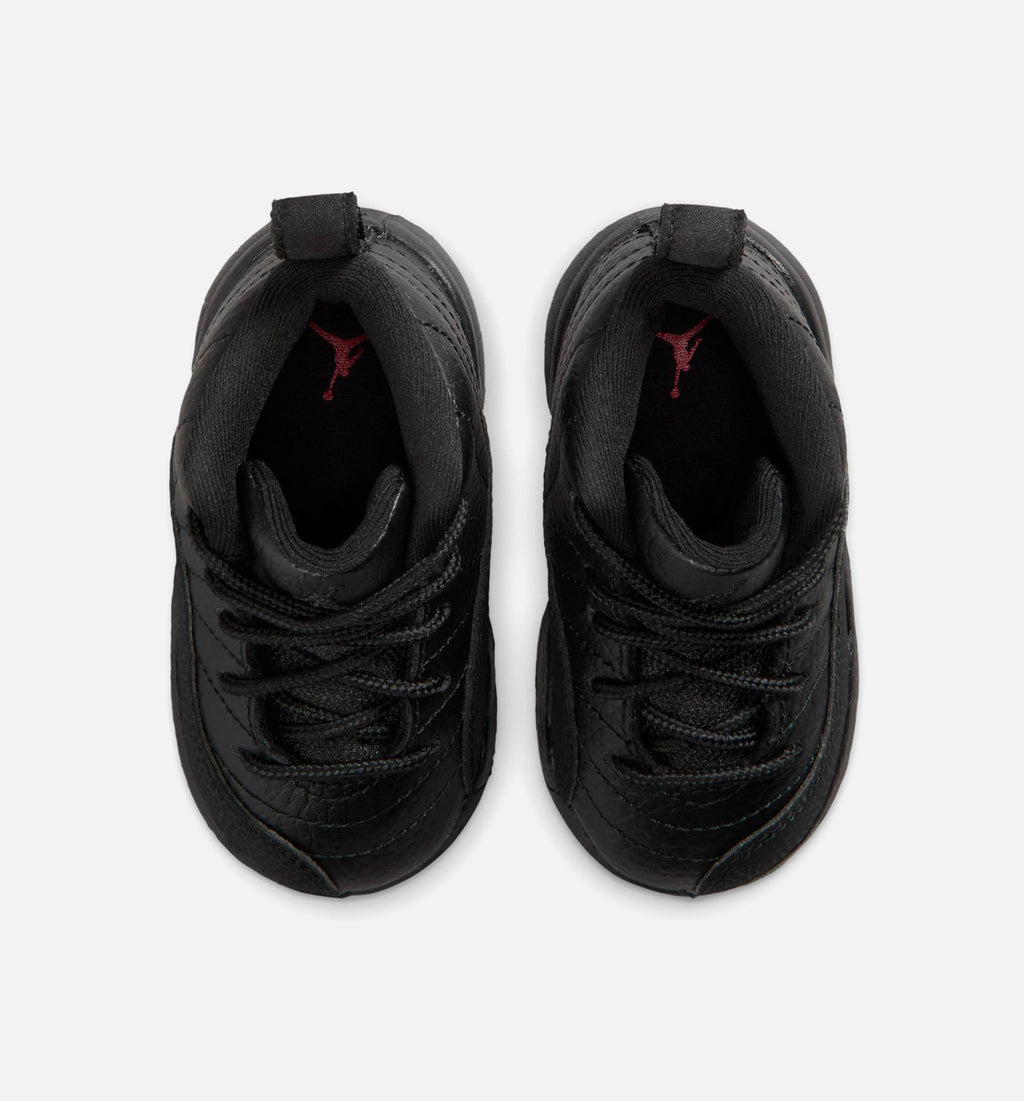 Air Jordan 12 Retro Bloodline 婴幼儿生活方式运动鞋 - 黑色大学红