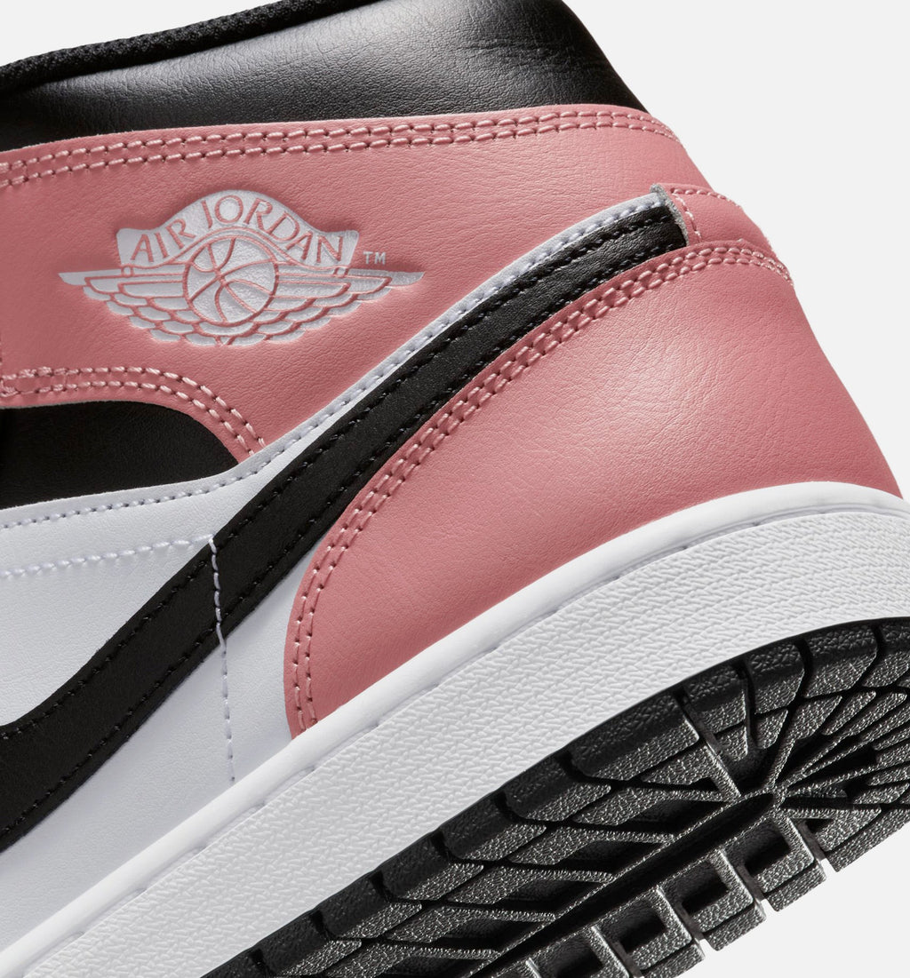 Air Jordan 1 Mid 男款生活方式运动鞋 - 白色锈粉色黑色
