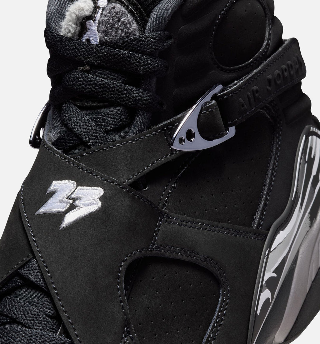 Air Jordan 8 Retro Chrome 男款生活方式运动鞋 - 黑色白色浅石墨灰