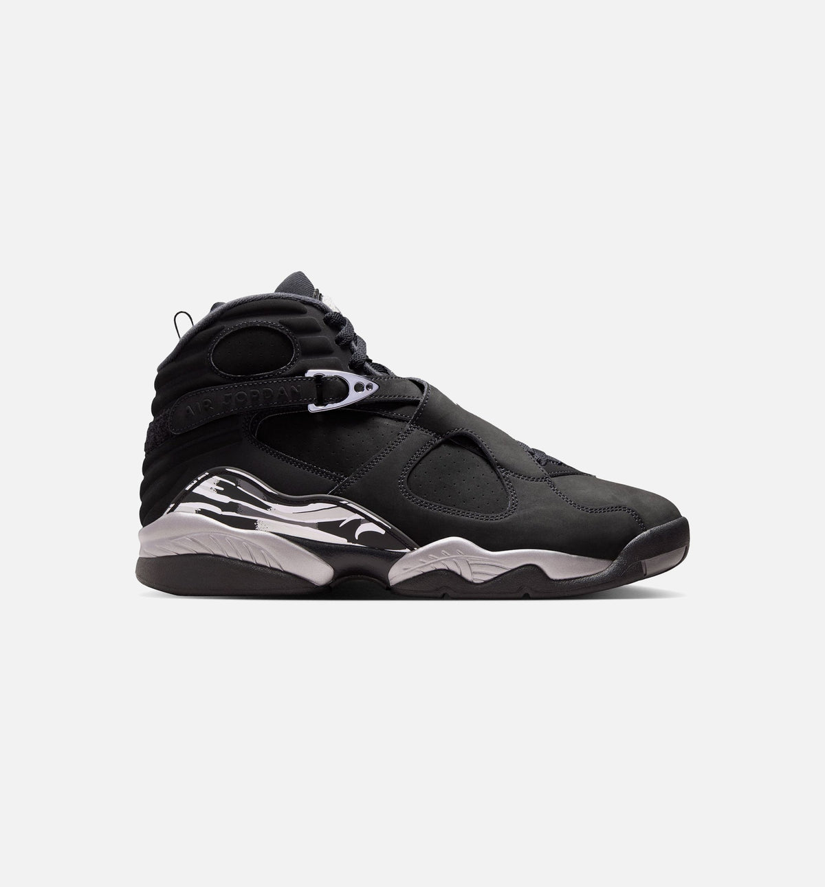 Air Jordan 8 Retro Chrome 男款生活方式运动鞋 - 黑色白色浅石墨灰