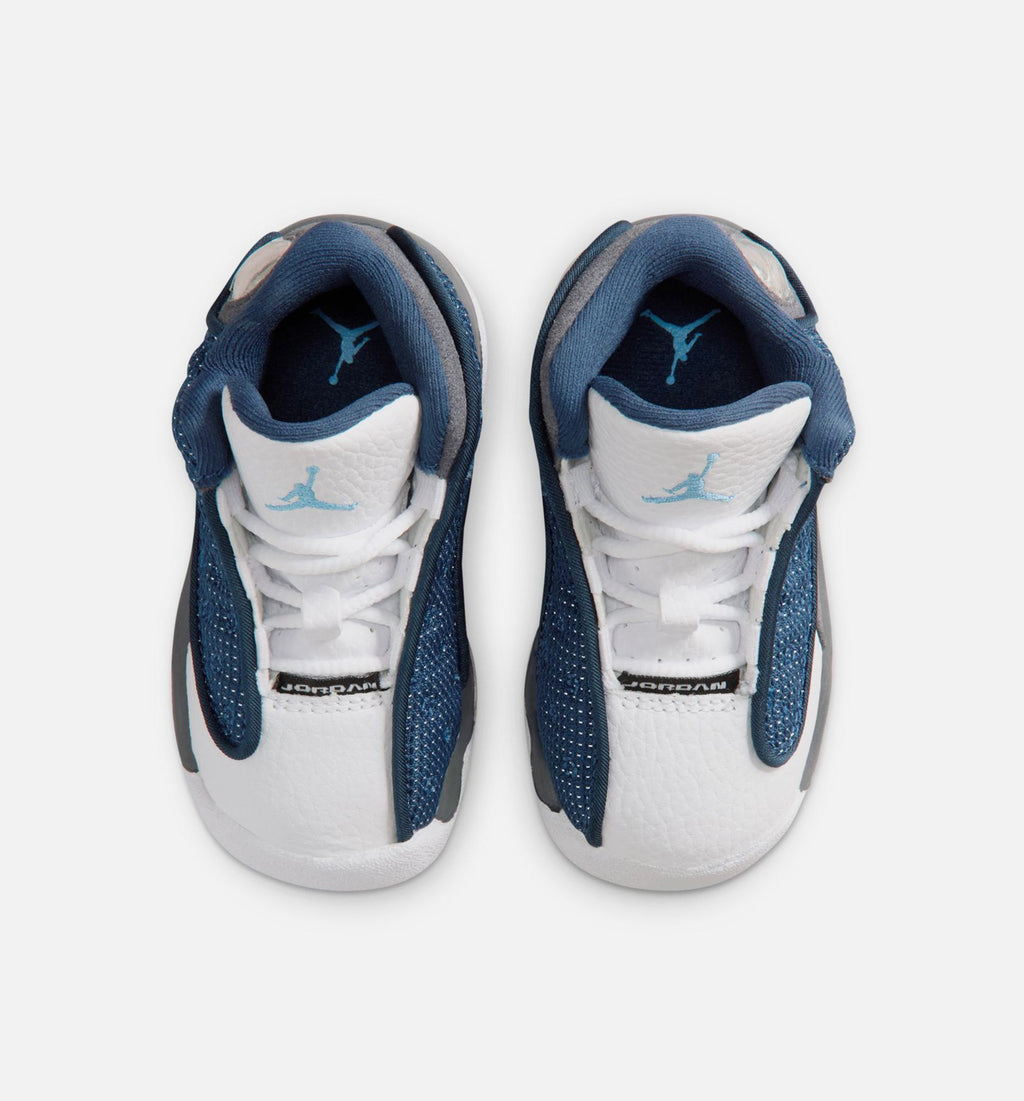 Air Jordan 13 Retro 海军蓝 婴幼儿生活方式运动鞋 - 深蓞大学蓝燧石灰白色