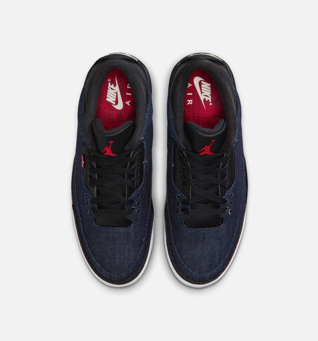 Air Jordan 3 x Levi's Indigo and Gym Red 男款运动鞋 | 牝布/黑/帆白配色