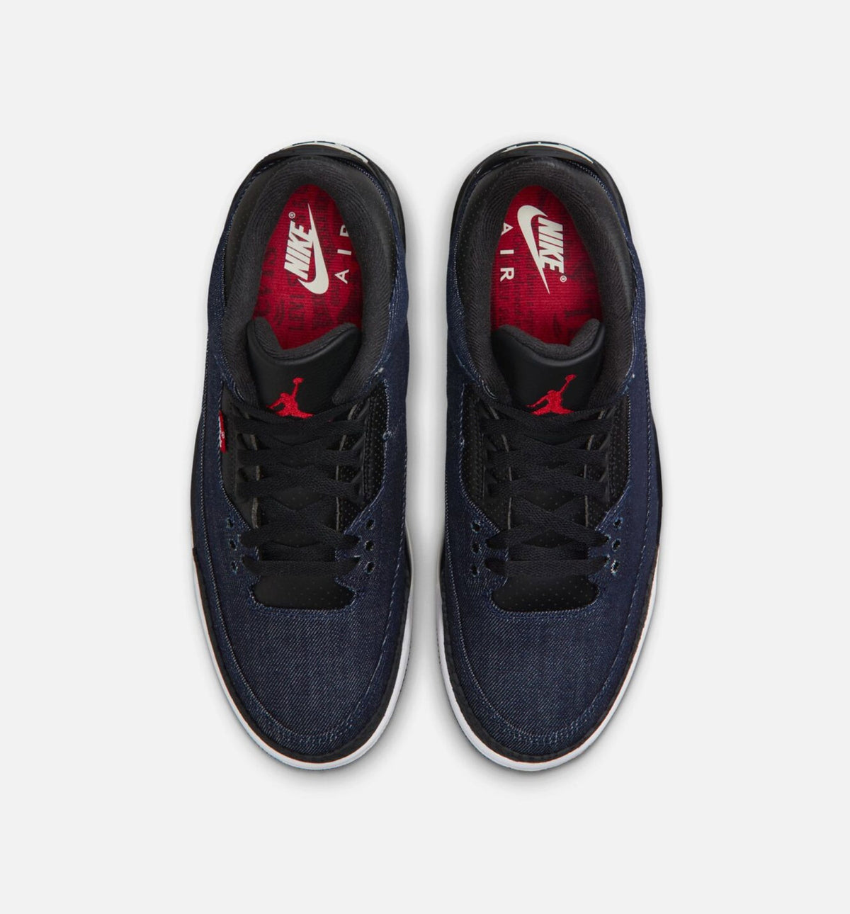 Air Jordan 3 x Levi's Indigo and Gym Red 男款运动鞋 | 牝布/黑/帆白配色